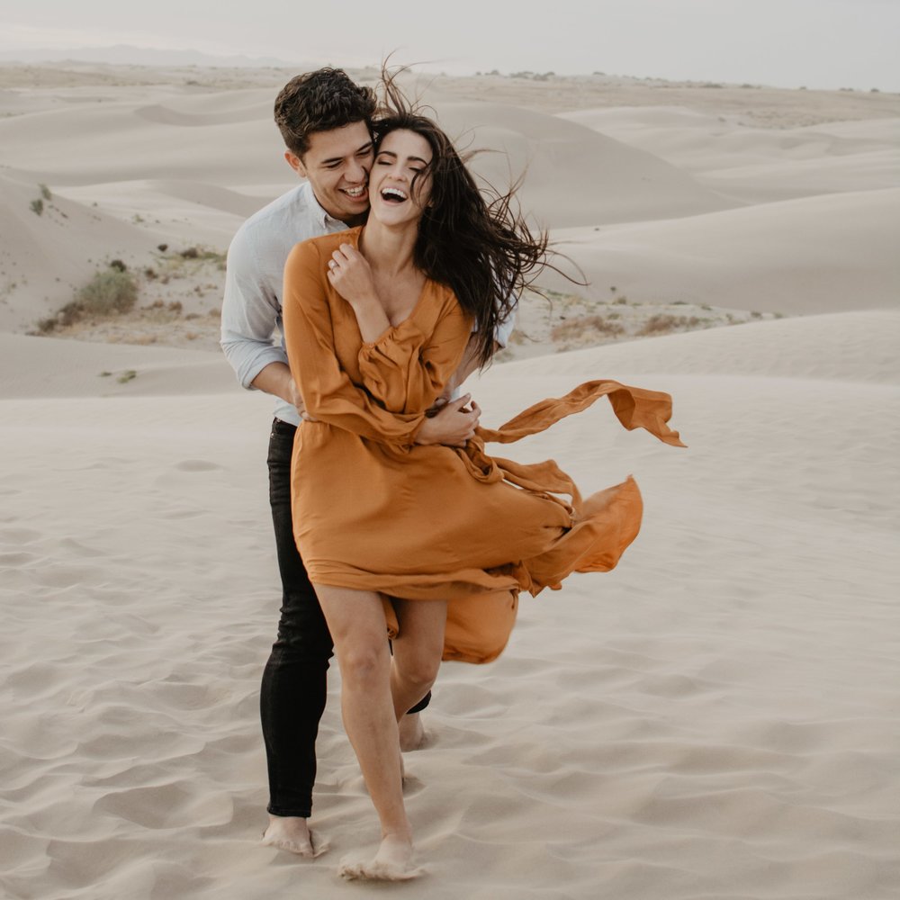 Sexy engagement session in the Little Sahara Desert - Girl in rusty orange dress - genuine emotion-24.jpg