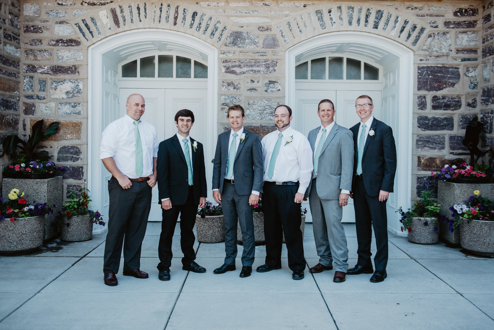 Jocilyn Bennett Photography | Utah Bride | LDS Bride | Utah Wedding Photography | When Two Become One | LDS civil wedding ceremony | Blending religions in families | Capturing Raw and Genuine Emotion | Combining Traditions | LDS Logan Temple | Temple Sealing | Groom with his Groomsmen | Matching Groomsmen’s ties |