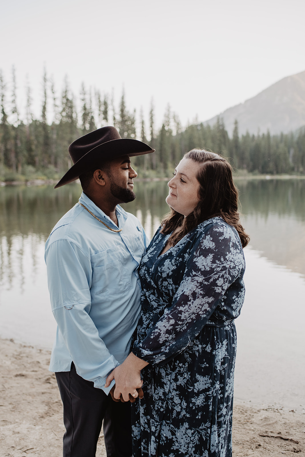 romantic engagement photos at Jackson Hole with