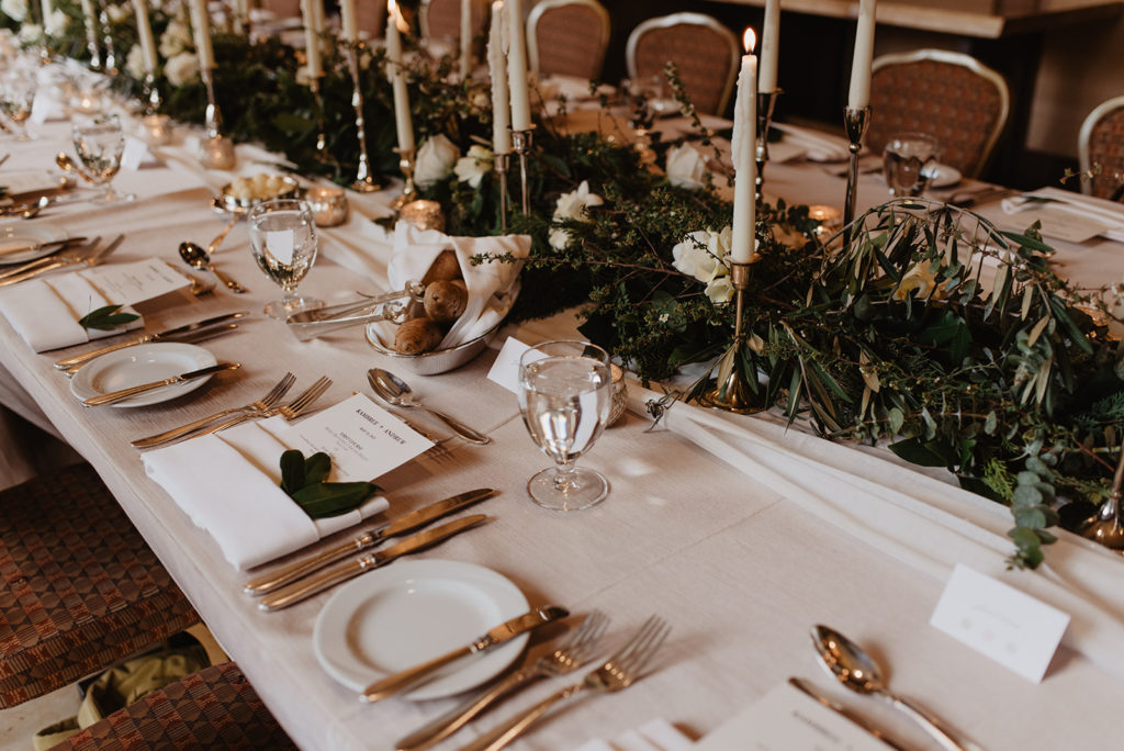 winter wedding table settings for Jackson Hole wedding