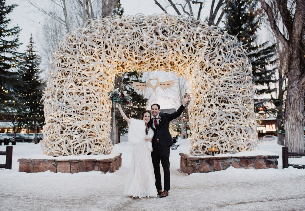 Grand Teton photographer captures couple celebrating in Jackson Hole after elopement