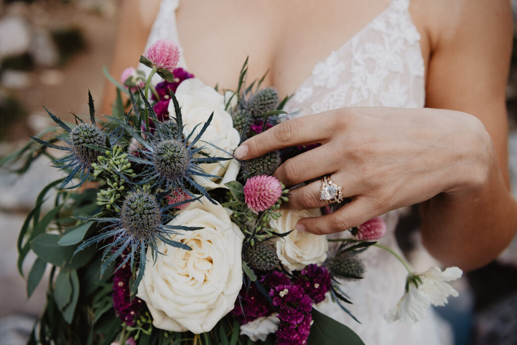 Jackson Hole photographer captures bride holding bridal bouquet