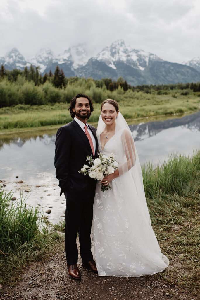 Jackson Hole wedding photographer captures bride and groom portraits