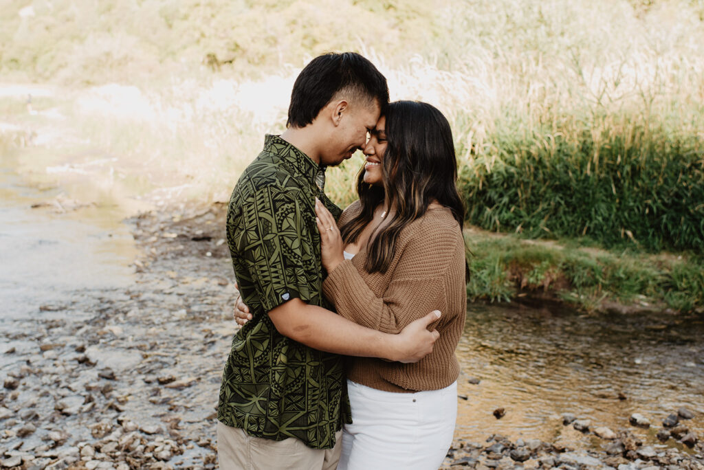 Utah elopement photographer captures man and woman touching foreheads