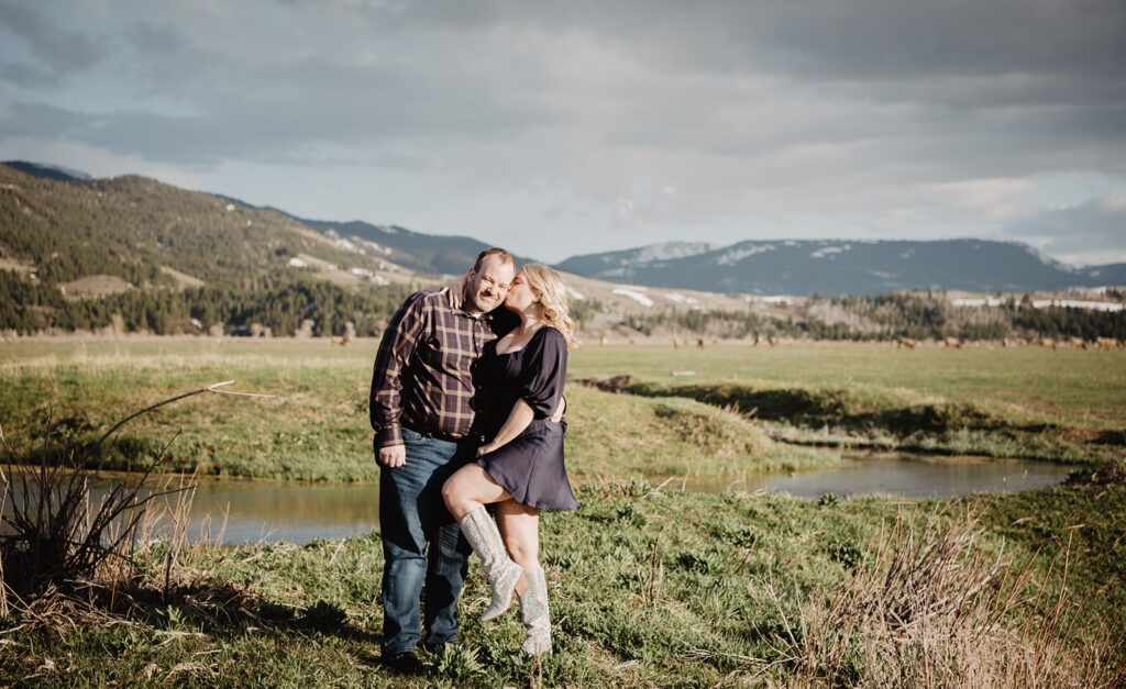Jackson Wy photographer captures couple celebrating recent marriage in Jackson Hole honeymoon
