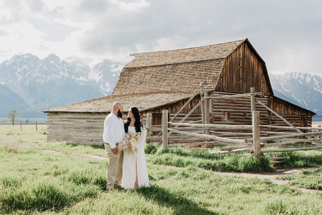 Wyoming Elopement Photographer captures bride and groom during bridal portraits after ceremony