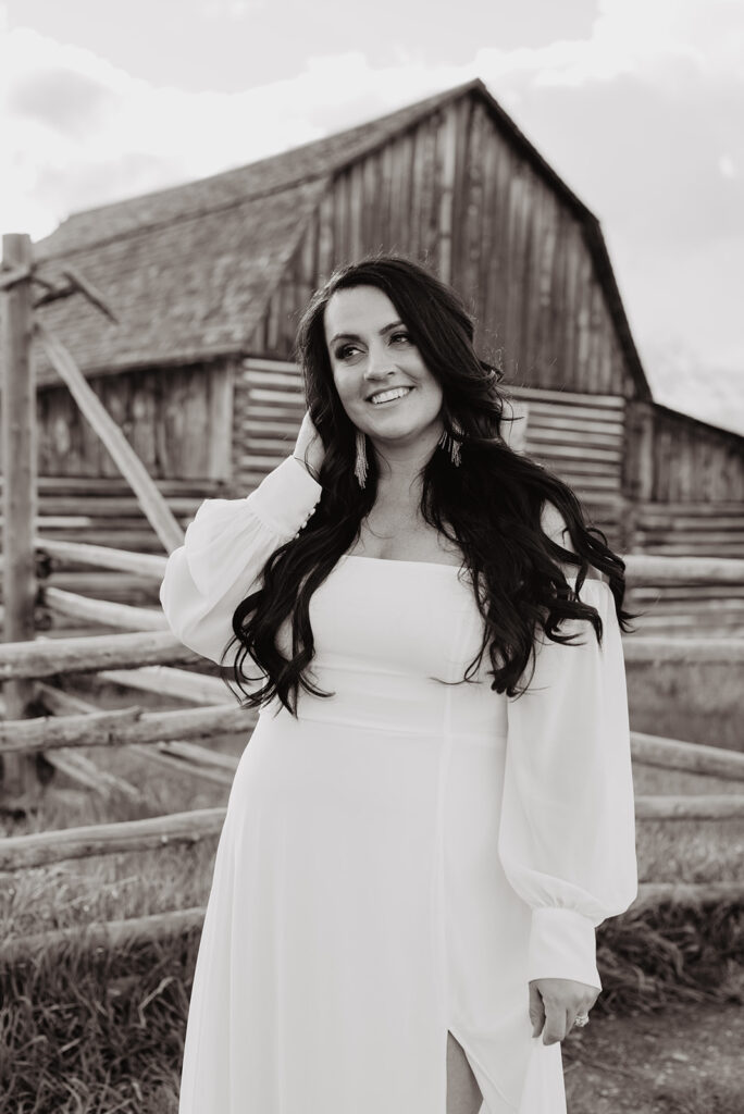 Wyoming Elopement Photographer captures bride smiling at camera