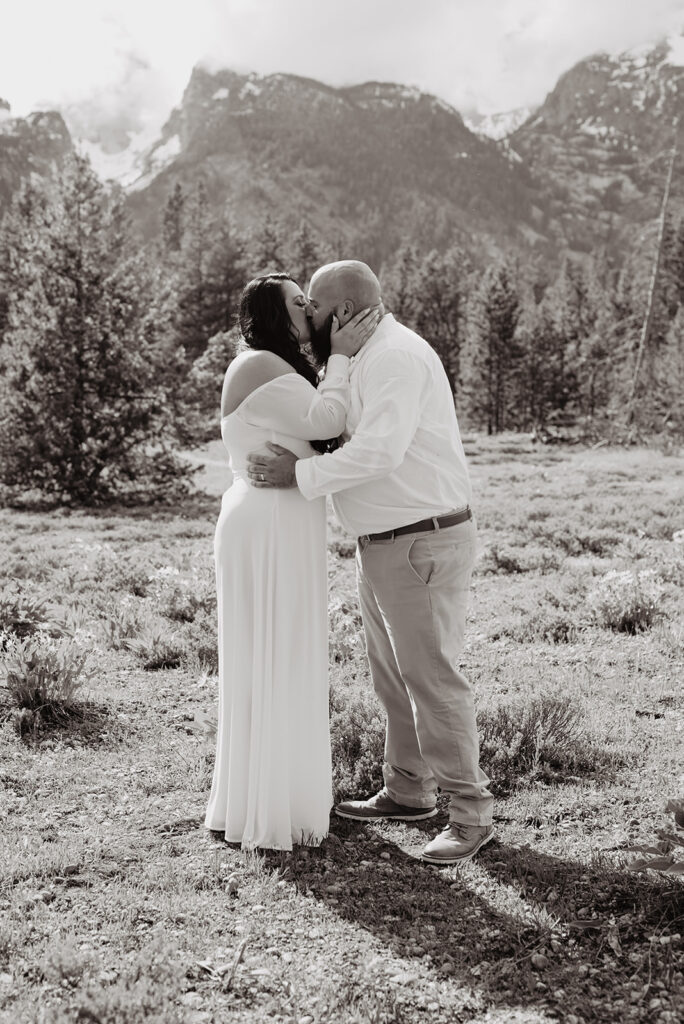 Wyoming Elopement Photographer captures couple kissing to celebrate recent elopement