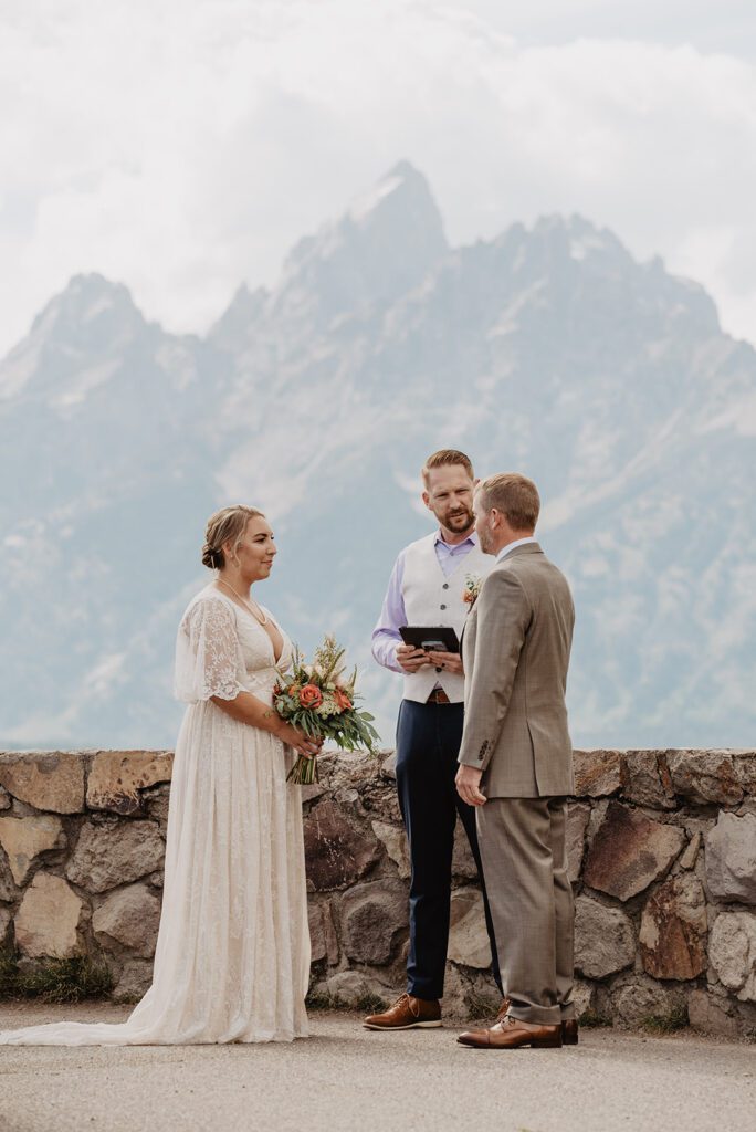 Jackson Hole Elopement Photographer captures bride and groom during intimate elopement ceremony